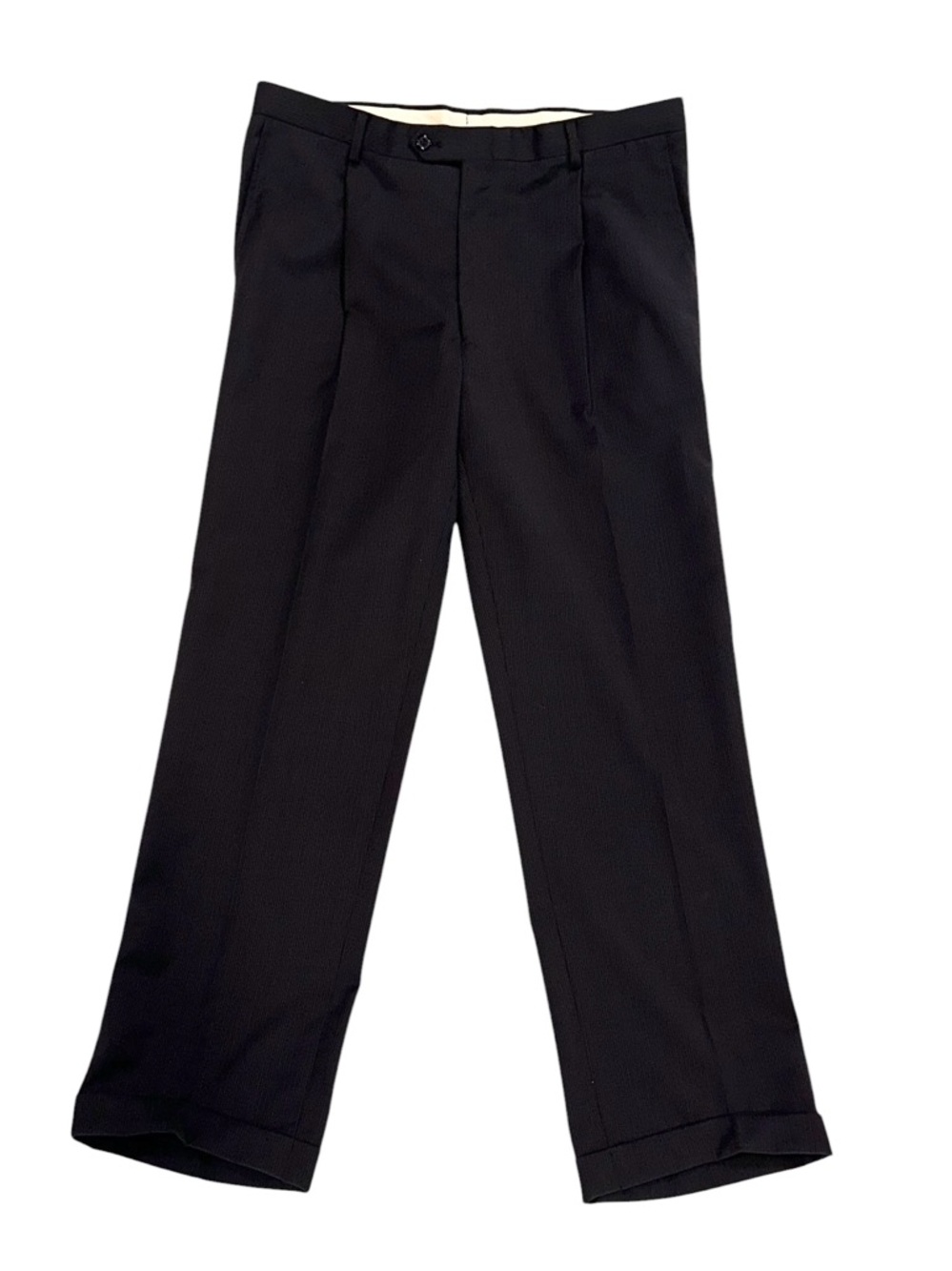 Hart Schaffner & Marx Gold Trumpeter 2Pc Suit Wool Navy Pinstripe 42L 38x32 USA - Picture 9 of 16